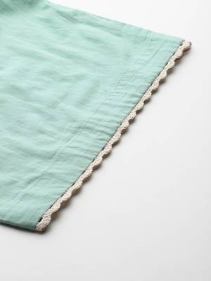 Plus Size Sea Green Embroidered Straight Kurta Trousers With Dupatta set 8