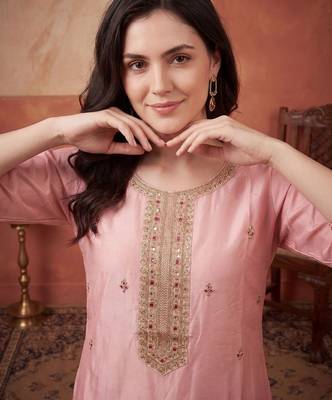 Women Ethnic Motifs Embroidered Regular Sequinned Kurta with Trousers & With Dupatta 2