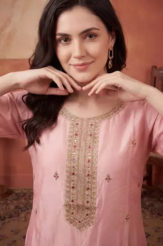Women Ethnic Motifs Embroidered Regular Sequinned Kurta with Trousers & With Dupatta