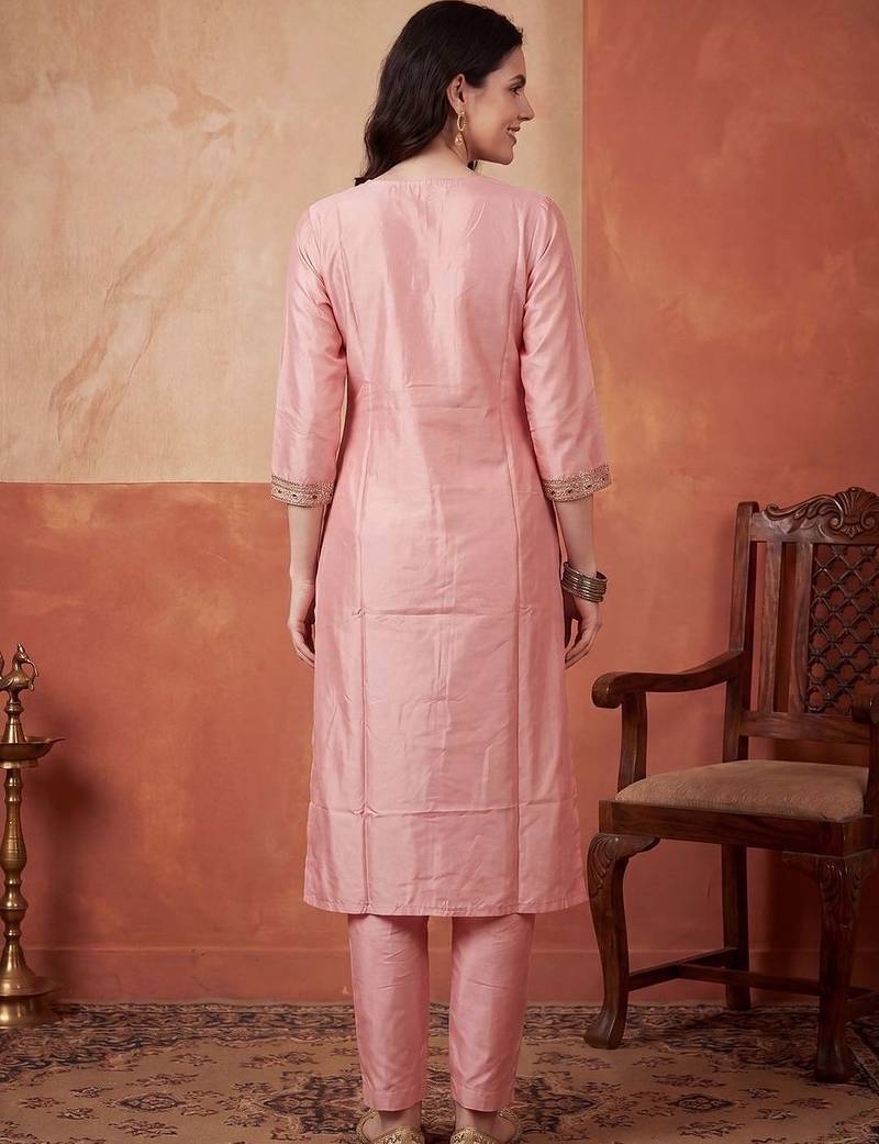 Women Ethnic Motifs Embroidered Regular Sequinned Kurta with Trousers & With Dupatta