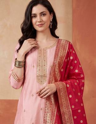 Women Ethnic Motifs Embroidered Regular Sequinned Kurta with Trousers & With Dupatta 6