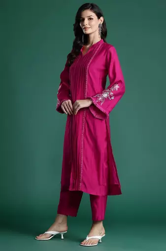 Embroidered Panelled Kurta with Trousers