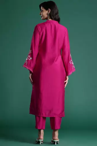 Embroidered Panelled Kurta with Trousers