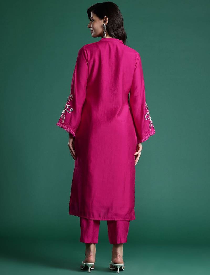 Embroidered Panelled Kurta with Trousers