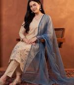 Women Ethnic Motifs Embroidered Regular Thread Work Kurta With Trousers & Dupatta
