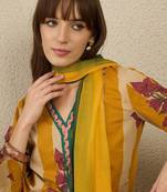 Women Tribal Striped Regular  Cotton Kurtas & Trousers With Dupatta
