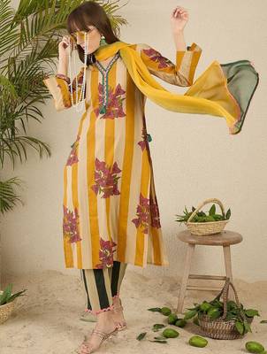 Women Tribal Striped Regular  Cotton Kurtas & Trousers With Dupatta 2