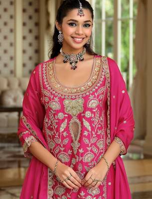 Women Ethnic Motifs Embroidered Regular Kurta with Sharara & With Dupatta 1
