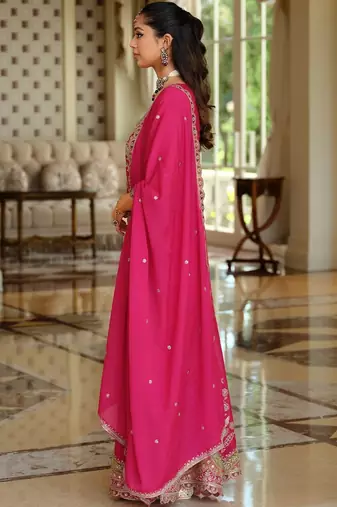 Women Ethnic Motifs Embroidered Regular Kurta with Sharara & With Dupatta