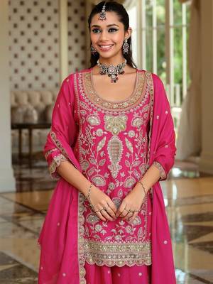 Women Ethnic Motifs Embroidered Regular Kurta with Sharara & With Dupatta 4