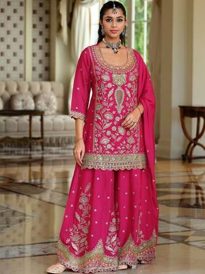 Women Ethnic Motifs Embroidered Regular Kurta with Sharara & With Dupatta 5