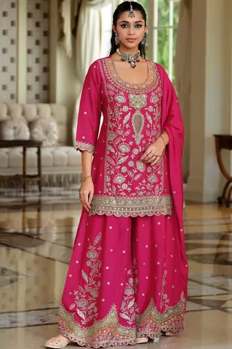 Women Ethnic Motifs Embroidered Regular Kurta with Sharara & With Dupatta