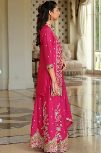 Women Ethnic Motifs Embroidered Regular Kurta with Sharara & With Dupatta