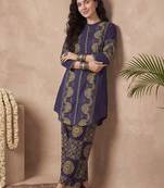 Women Ethnic Motifs Printed Regular  Cotton Kurti with Trousers