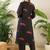 Women Animal Printed Tiered Thread Work  Cotton Kurta with Trousers
