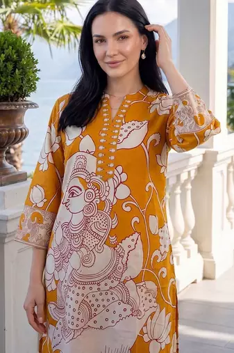 Ethnic Motifs Printed Regular  Cotton Kurta with Trousers