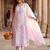 Women Floral Embroidered Tiered Thread Work Kurta with Trousers & Dupatta