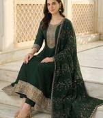 Women Ethnic Motifs Embroidered Panelled Thread Work Kurta with Trousers & With Dupatta