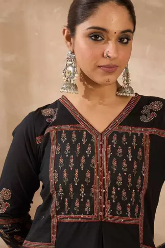 Women Ethnic Motifs Printed Regular Pure Cotton Kurta with Trousers