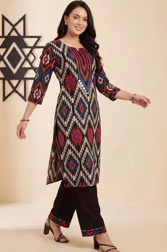 Women Printed Regular  Cotton Kurta with Trousers