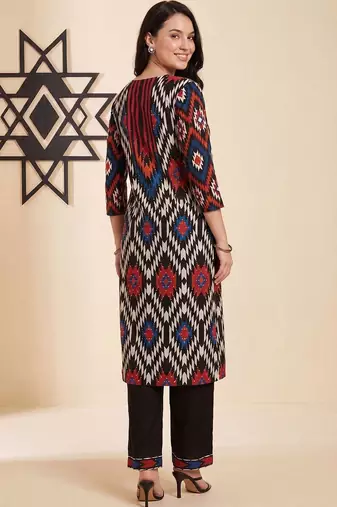 Women Printed Regular  Cotton Kurta with Trousers