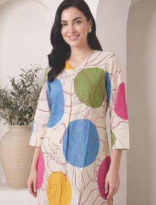 Women Printed Regular  Cotton Kurta with Trousers 4