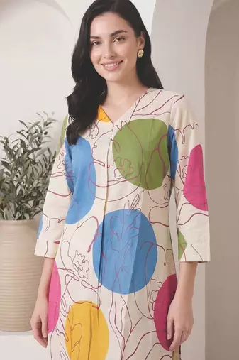 Women Printed Regular  Cotton Kurta with Trousers