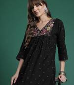 Floral Embroidered Empire Thread Work  Cotton Kurta with Palazzos