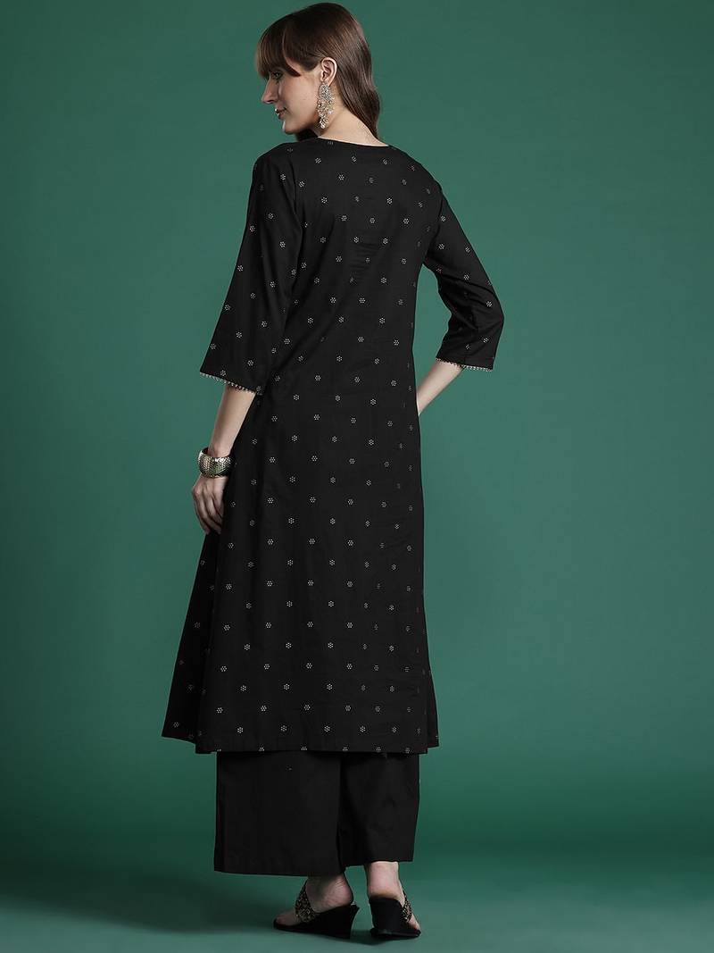 Floral Embroidered Empire Thread Work  Cotton Kurta with Palazzos