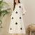 Floral Embroidered Mandarin Collar Thread Work  Cotton A-Line Kurta & Palazzo