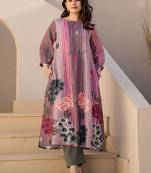 Striped A-Line Pure Cotton Kurta With Trousers