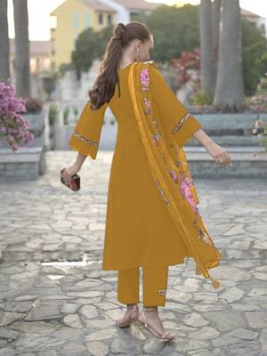 Floral Embroidered Regular Thread Work  Cotton Kurta with Trousers & Dupatta 4