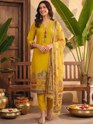 Women Ethnic Motifs Printed Regular Kurta with Trousers & With Dupatta 4