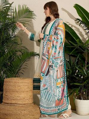 Ethnic Motifs Embroidered Thread Work Kurta with Trousers & With Dupatta 3
