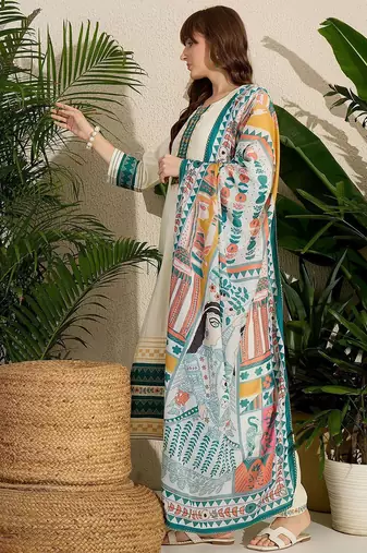 Ethnic Motifs Embroidered Thread Work Kurta with Trousers & With Dupatta