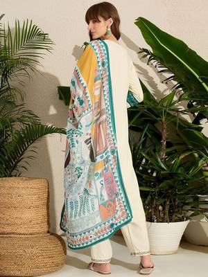 Ethnic Motifs Embroidered Thread Work Kurta with Trousers & With Dupatta 4