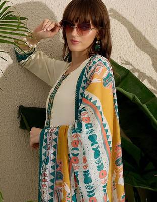 Ethnic Motifs Embroidered Thread Work Kurta with Trousers & With Dupatta 5