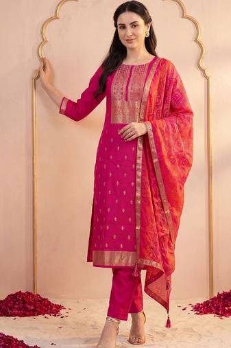 Women Ethnic Motifs Kurta with Trousers & With Dupatta