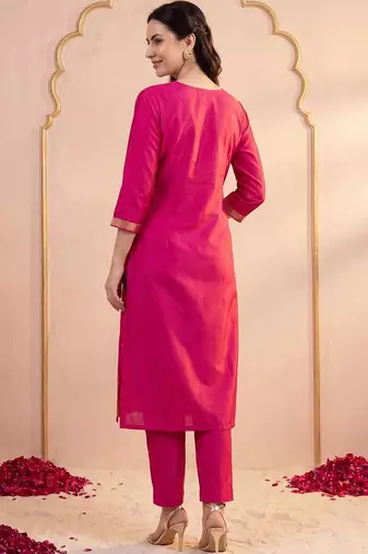 Women Ethnic Motifs Regular Kurta with Trousers & With Dupatta