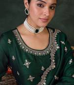 Ethnic Motifs Embroidered Round Neck Kurta With Trousers & Dupatta