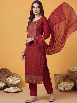 Women Ethnic Motifs Printed Regular Kurta with Trousers & With Dupatta 3
