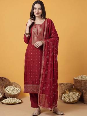 Women Ethnic Motifs Printed Regular Kurta with Trousers & With Dupatta 6