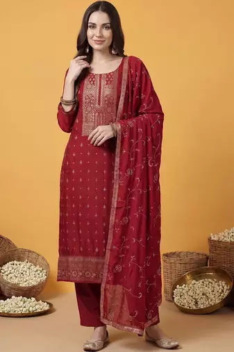 Women Ethnic Motifs Printed Regular Kurta with Trousers & With Dupatta