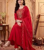 Women Ethnic Motifs Embroidered Empire Thread Work Kurta with Trousers & With Dupatta