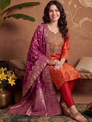 Women Ethnic Motifs Printed Regular Kurta with Trousers & With Dupatta 5