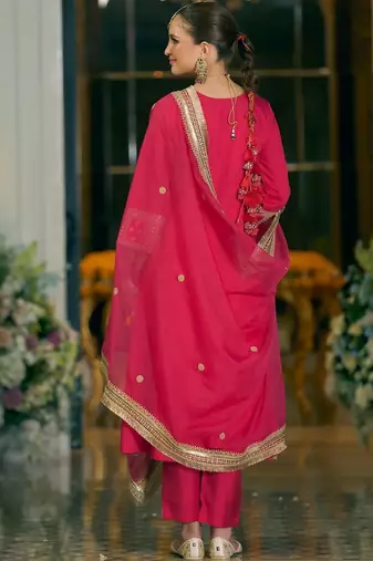Women Ethnic Motifs Embroidered V-Neck A-Line Kurta with Trousers & Dupatta