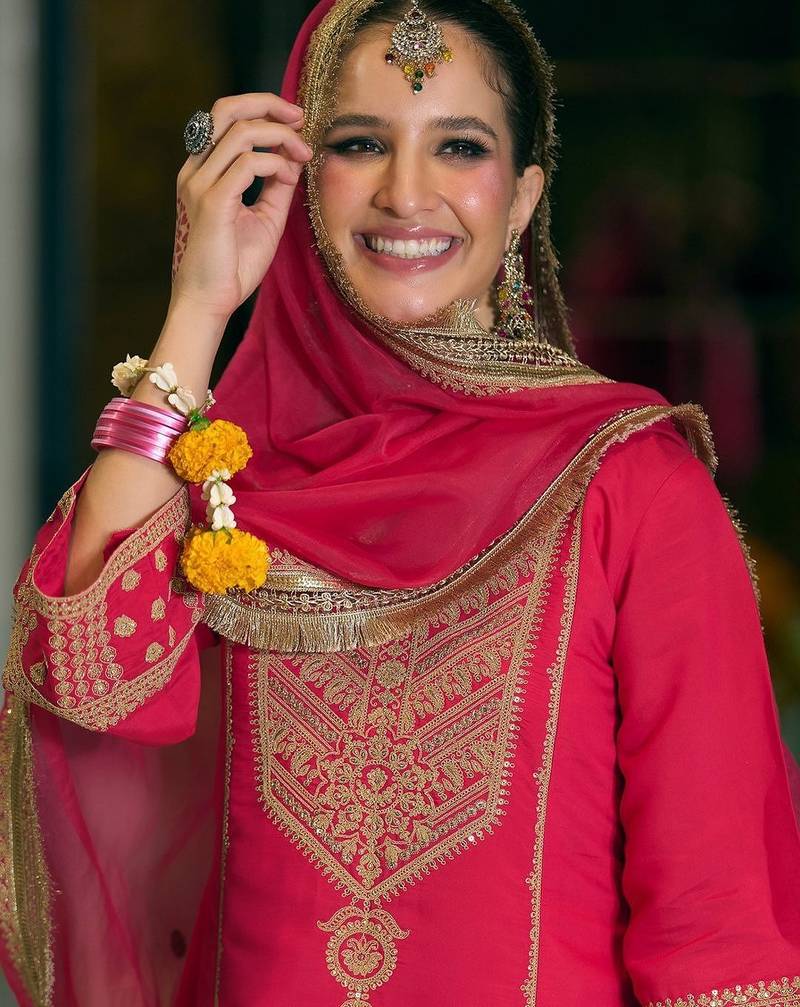 Women Ethnic Motifs Embroidered V-Neck A-Line Kurta with Trousers & Dupatta