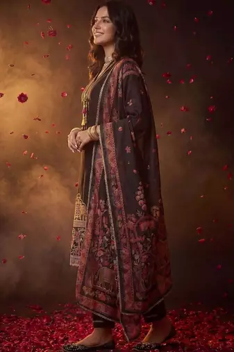 Women Ethnic Motifs Embroidered Regular Thread Work Kurta with Trousers & With Dupatta