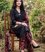Women Ethnic Motifs Regular Thread Work  Cotton Kurta with Trousers & With Dupatta