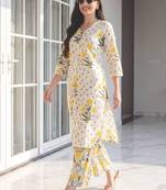 Women Floral Printed Regular  Cotton A-Line Kurta with Palazzos